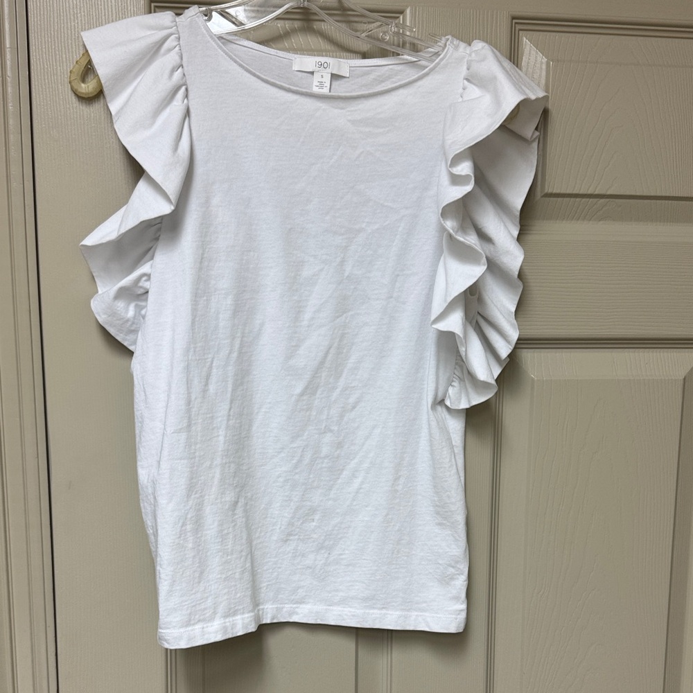 White short sleeve ruffle top from Nordstrom